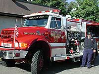 Volunteer with firetruck