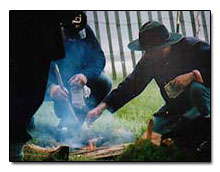 Soldier preparing breakfast