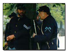 Civil War officer chatting